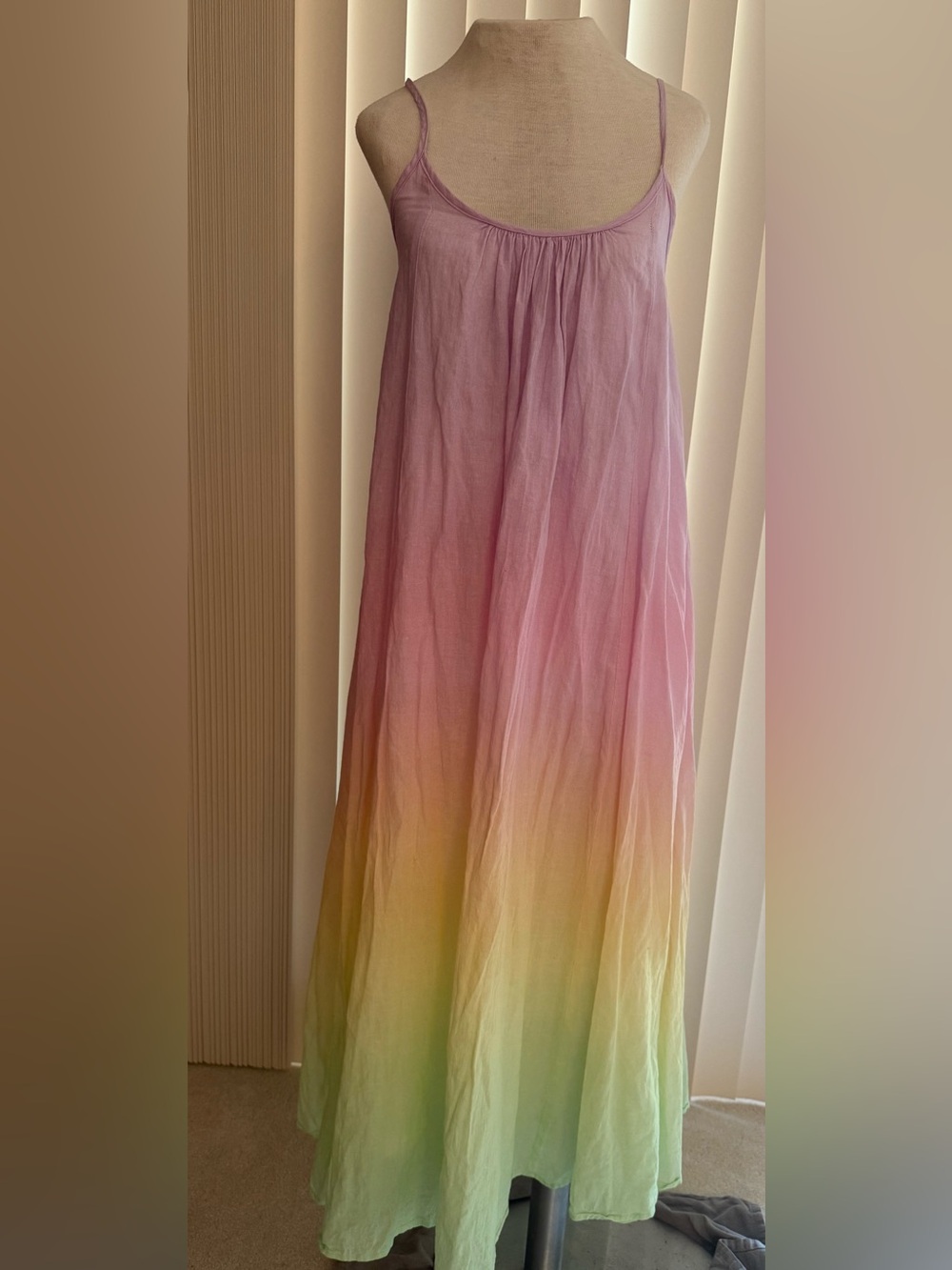 Olivia Rubin Pastel Ombré Flowy Maxi Dress Pink Green Cottagecore
